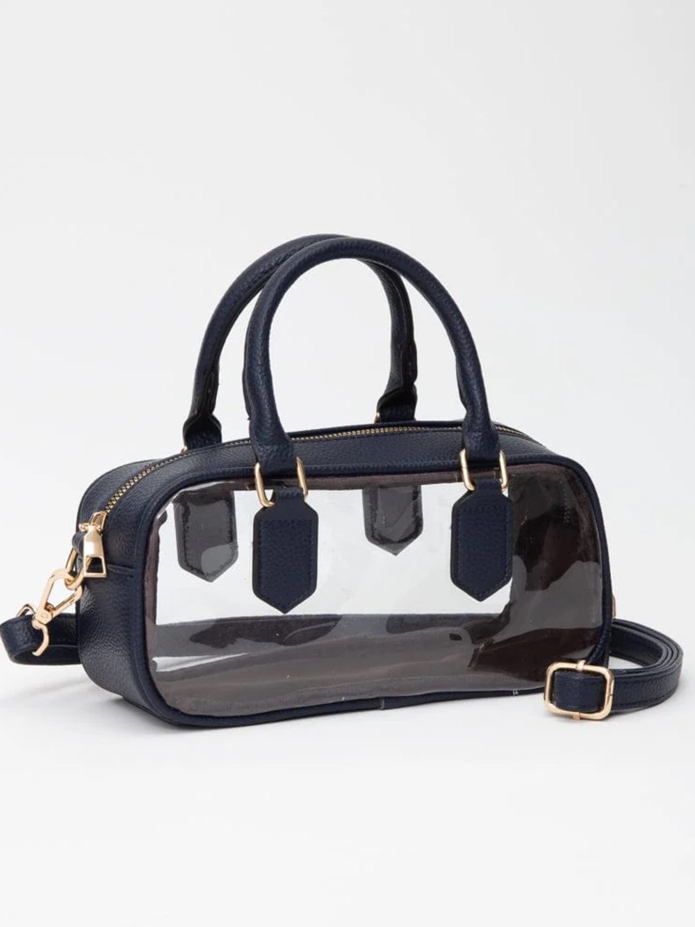 Clear Navy Double-Handle Crossbody Bag
